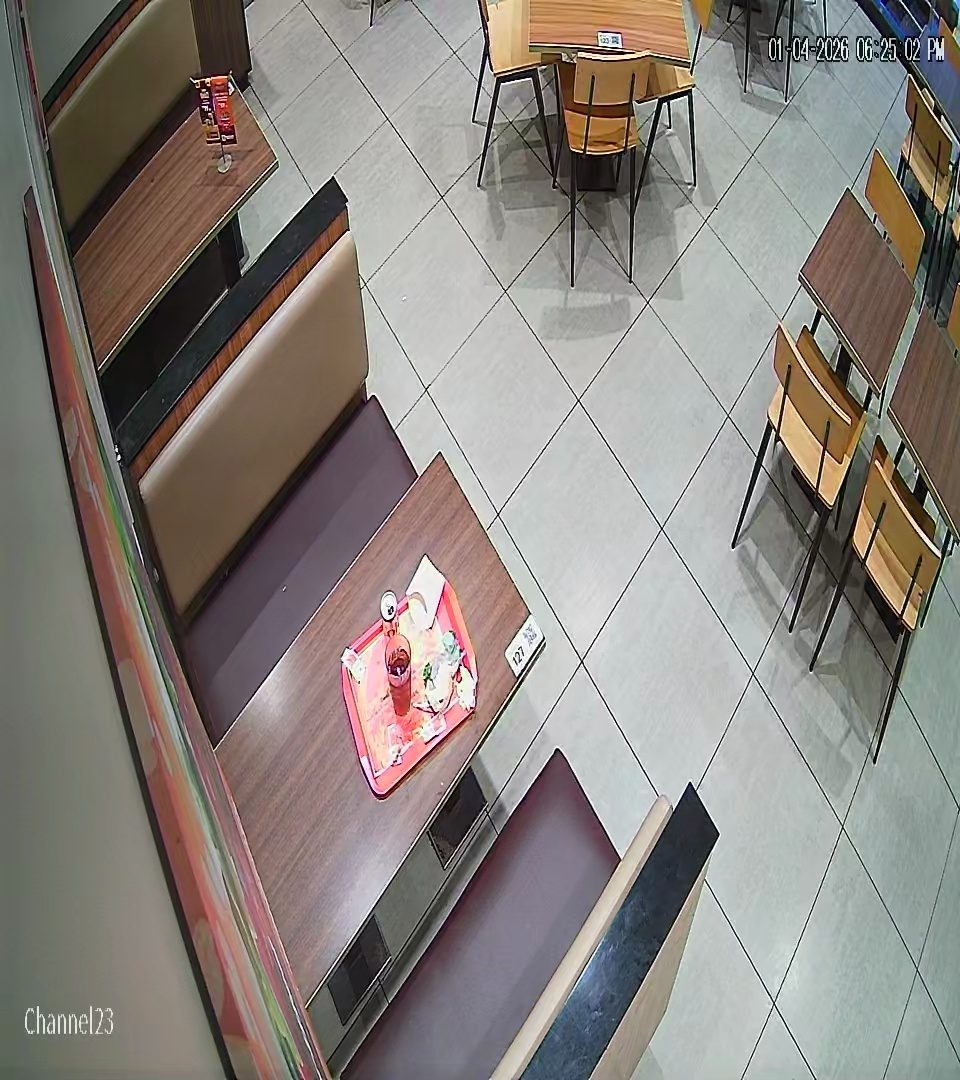 Kitchen staff using a mobile phone at the prep station, flagged